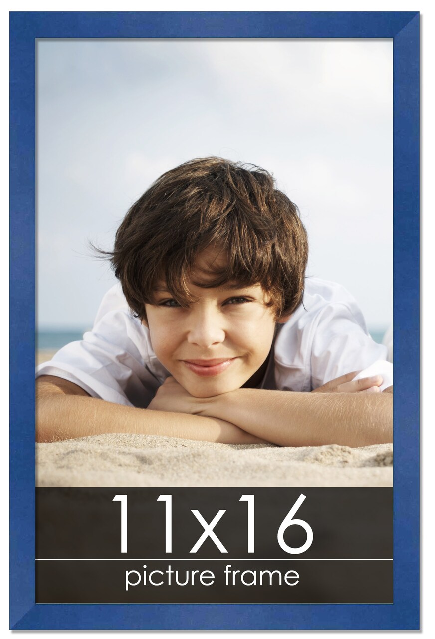 11x16 Classic Modern Blue Picture Frame - UV Acrylic, Foam Board Backing, Hanging Hardware